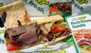 SUBWAY SUBS ROAST BEEF FLATBREAD 6 Inch Submarine Sandwich, Subway Sub Shop Fast Food Restaurant Flat Bread Roast Beef Hoagie Nutrition Guide